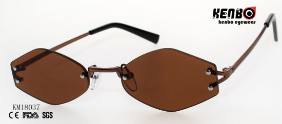 Special Design Frameless Metal Sunglasses with Polygonal Lens Km18037