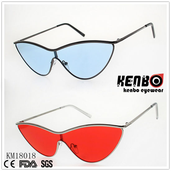 Fashion Metal Cateye Sunglasses with One Piece Lens Km18018