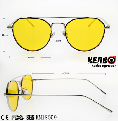 Fashion Design Frame Metal Sunglasses with Double Bridges Km18059