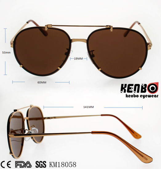 Fashion Design Frame Metal Sunglasses with Double Bridges Km18058