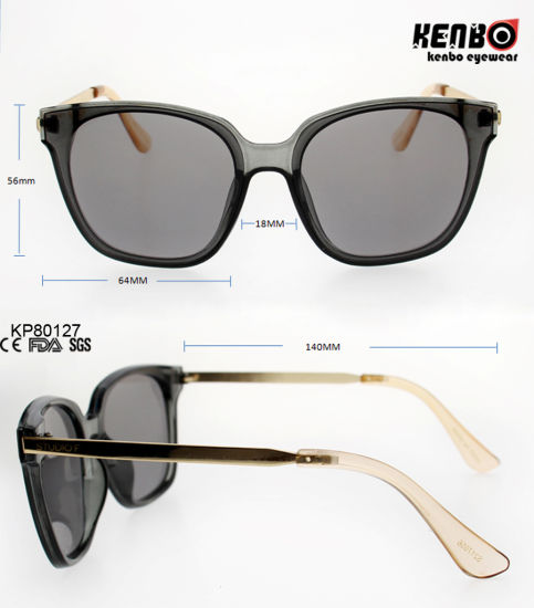 Fashion Plastic Sunglasses Classic with Metal Mosaic Temple Kp80127