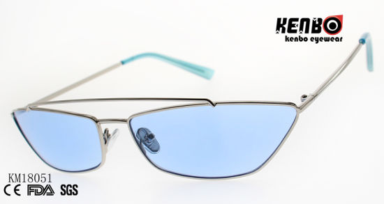 Fashion Cateye Polygonal Metal Sunglasses with Double Bridges Km18051