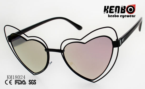 New Coming Heart Shape Metal Sunglasses with Ocean Lens Km18024