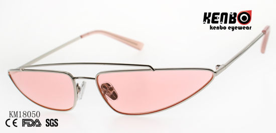 Fashion Design Cateye Metal Sunglasses with Small Triangle Frame Km18050